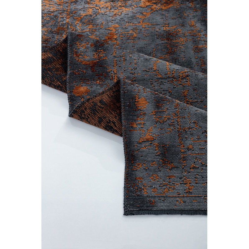 Rapture Black/Orange Abstract Luxury Area Rug, Rectangle 7'10" x 11'2"