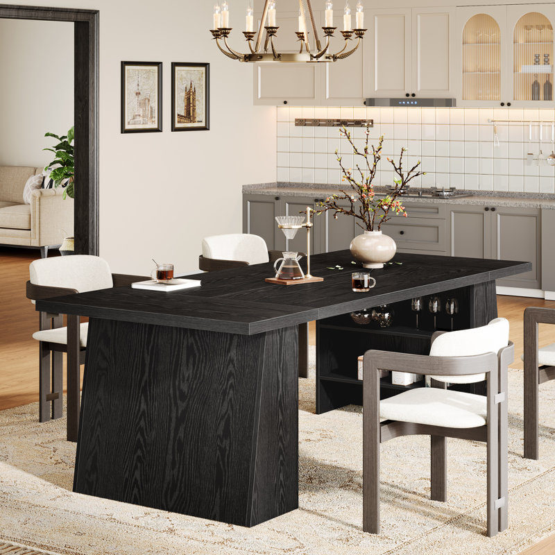 63" Rectangular Dining Table with Double Hidden Storage Space