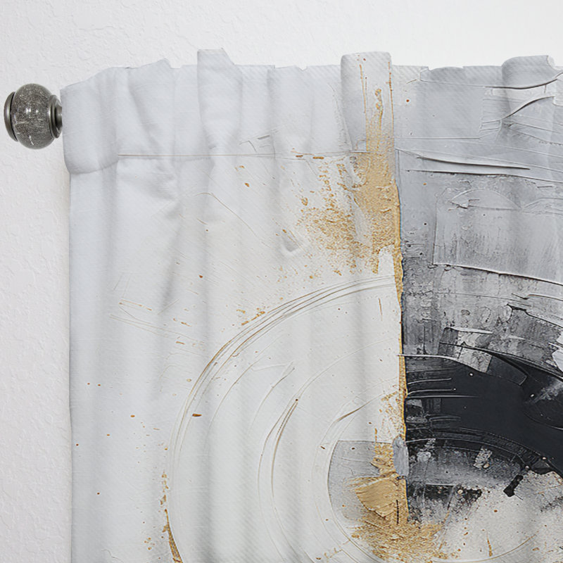 Noir et blanc Zen Spiral II - Rideau en spirale - Velours obscurcissant - 1 panneau, L 52 po x L 84 po
