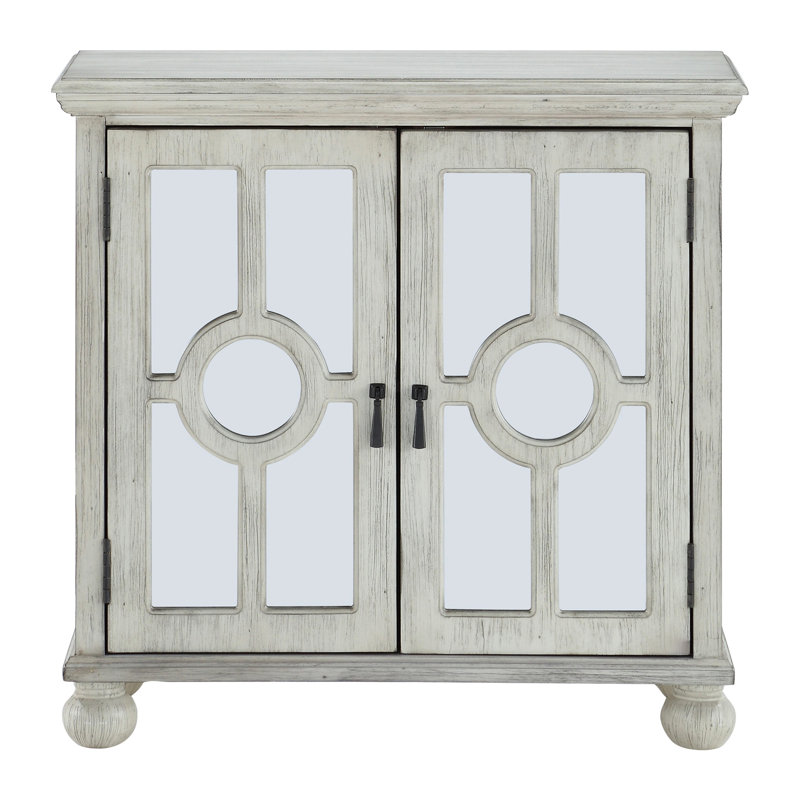 Commode d'appoint en bois avec finition blanc antique et espace de rangement moderne et traditionnel pour la maison