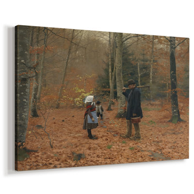 Le bûcheron dans une forêt d'automne - Hans Andersen Brendekilde - Toile tendue avec châssis-c. Fin du 19e siècle / début du 20e siècle