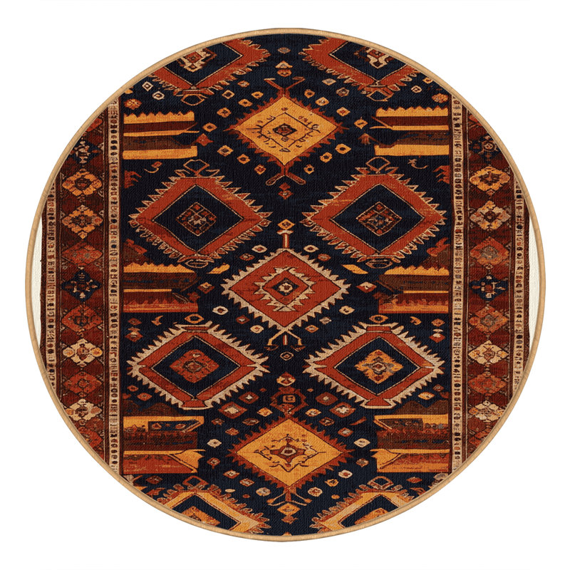 Tapis brun lavable à la machine, Rond 3 pi