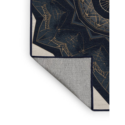 Tapis gris géométrique lavable à la machine Percilla Sacred
