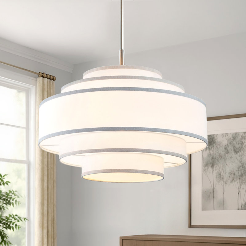 Lustre tambour 5 niveaux à intensité variable 24 "Aasim, Nickel brossé