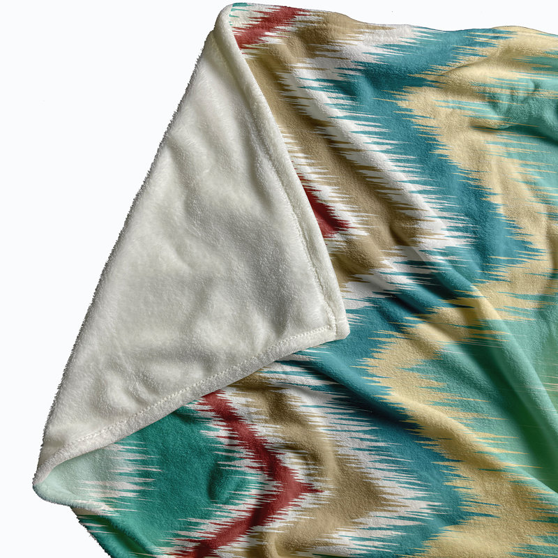 Salome Plain Weave / Muslin Throw Blanket, Green/Red/Taupe