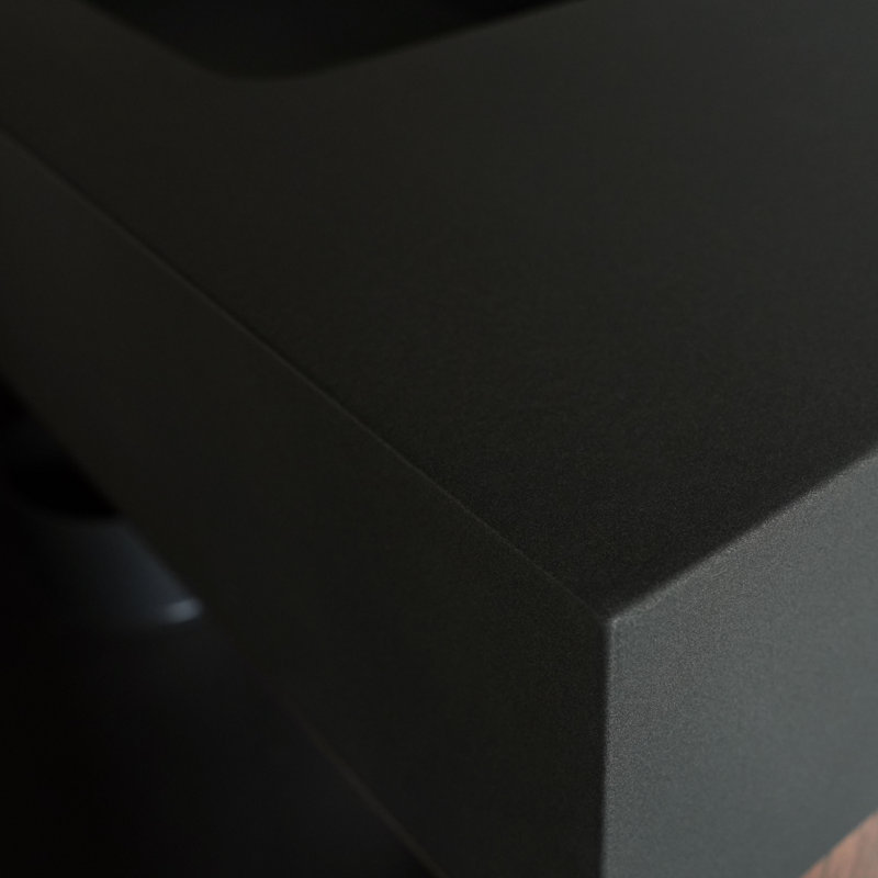Meuble-lavabo sur pied simple Deandrick, Gris espace, Noir mat, 24"
