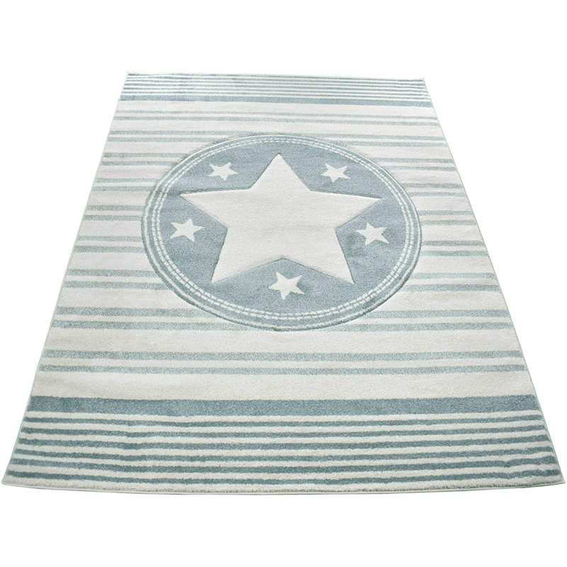 Area Rug for Kids Bedroom Happy Stars Modern Decor Nursery School Playroom Carpet Mat, Rectangle 3'11" x 5'3"