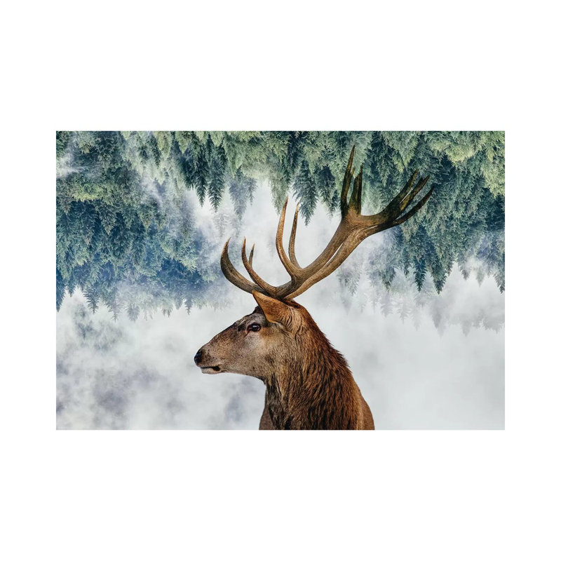 The Deer And The Woods by Angyalosi Beáta - Wrapped Canvas Print