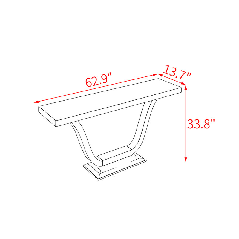 Modern simple solid wood console table, 33.8" H x 62.9" W x 13.7" D