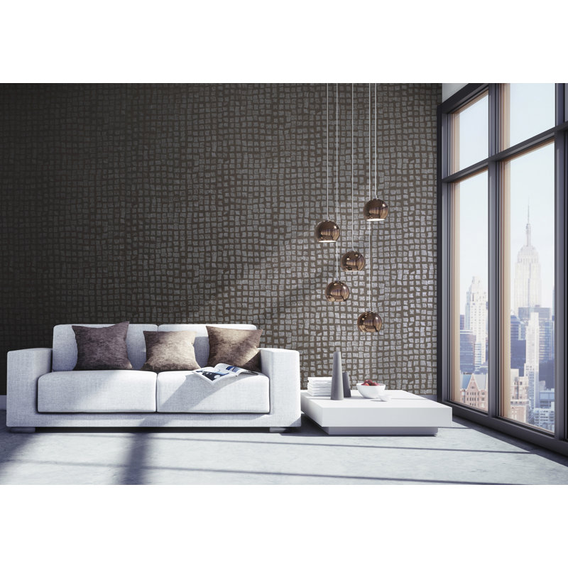 Urban Classics Collection Manhattan Metallic Loft Tiles Wallpaper Roll, Brown