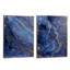 Ensemble de 2 panneaux d'art encadrés bleus et dorés, motif marbré unique, 30,5 po x 40 po