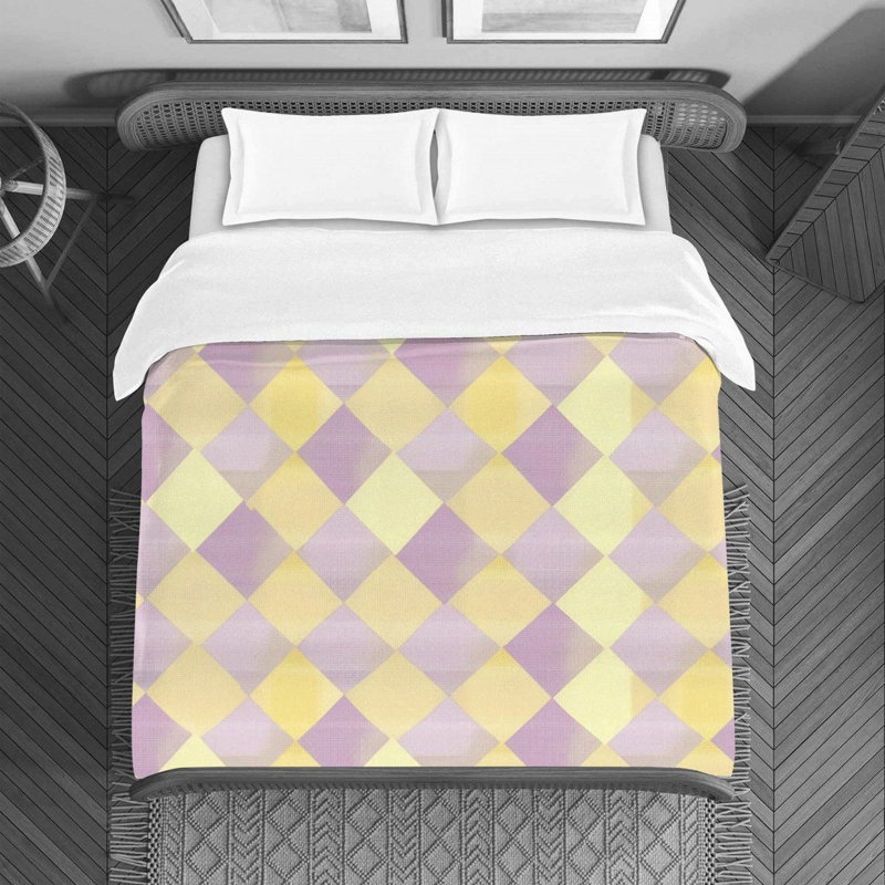 Checkered Polyester Argyle Duvet Cover, Queen Duvet Cover