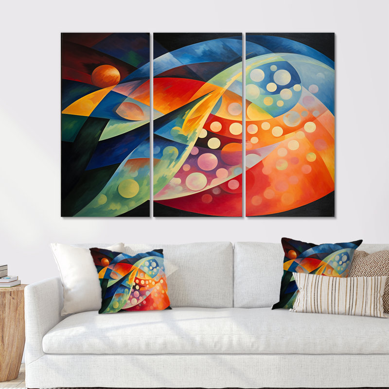 Création de l'univers, tourbillons rétro, ensemble de reproductions d'art abstrait, Toile tendue, H 28 po x l 36 po x P 1 po