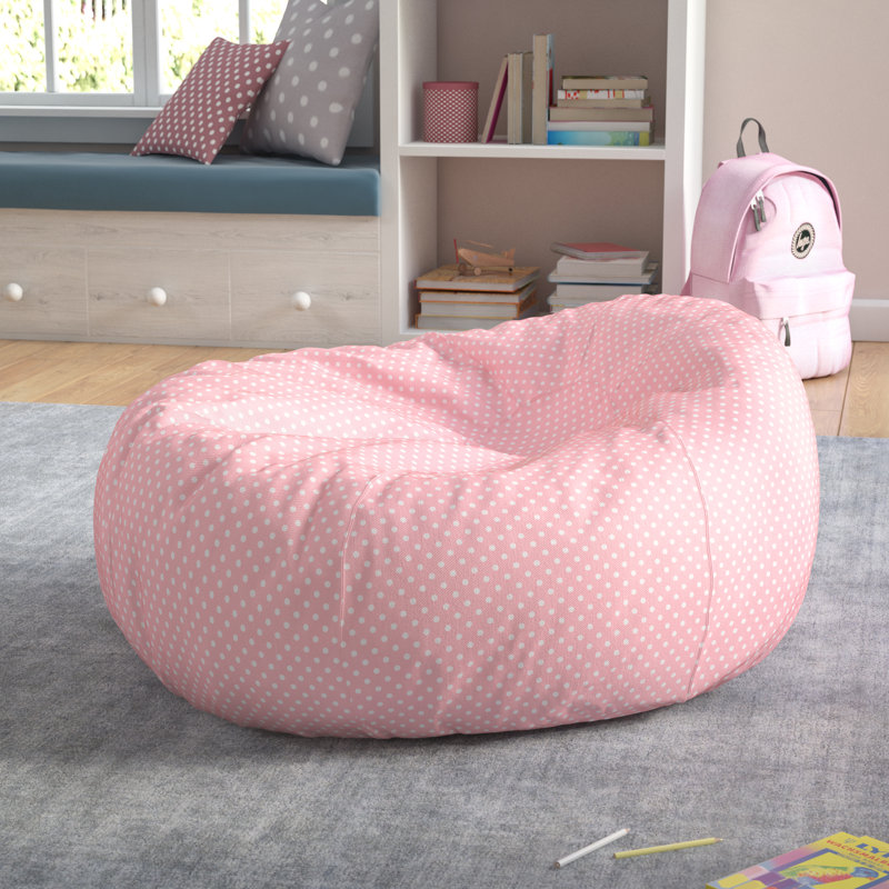 Fauteuil à billes en coton Classic, Sergé de coton rose clair / blanc, Grand