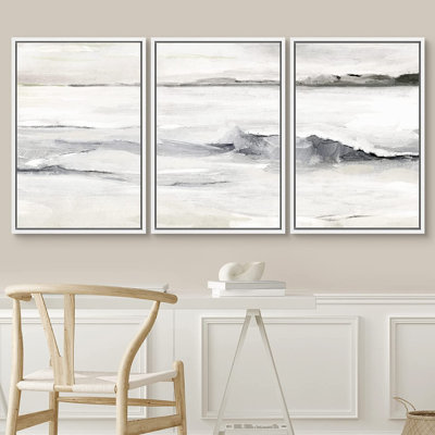 «Pastel Grunge Ocean Wave Landscape Nature Wilderness», peinture sur toile flottante 3 pièces