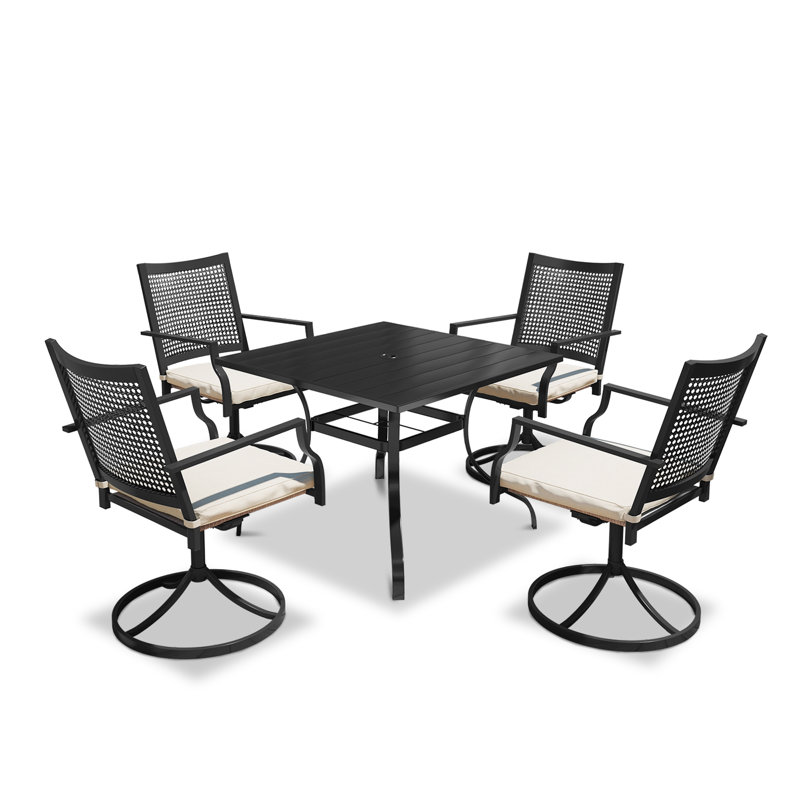 Ensemble repas d'extérieur pour 4 personnes avec coussins Faircloth Square