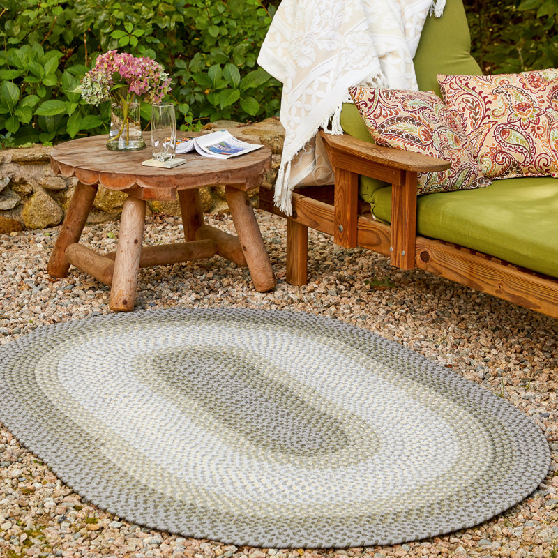 Tapis d’intérieur/extérieur tressé dépoli fait main Lincya, Ovale 7 pi x 9 pi