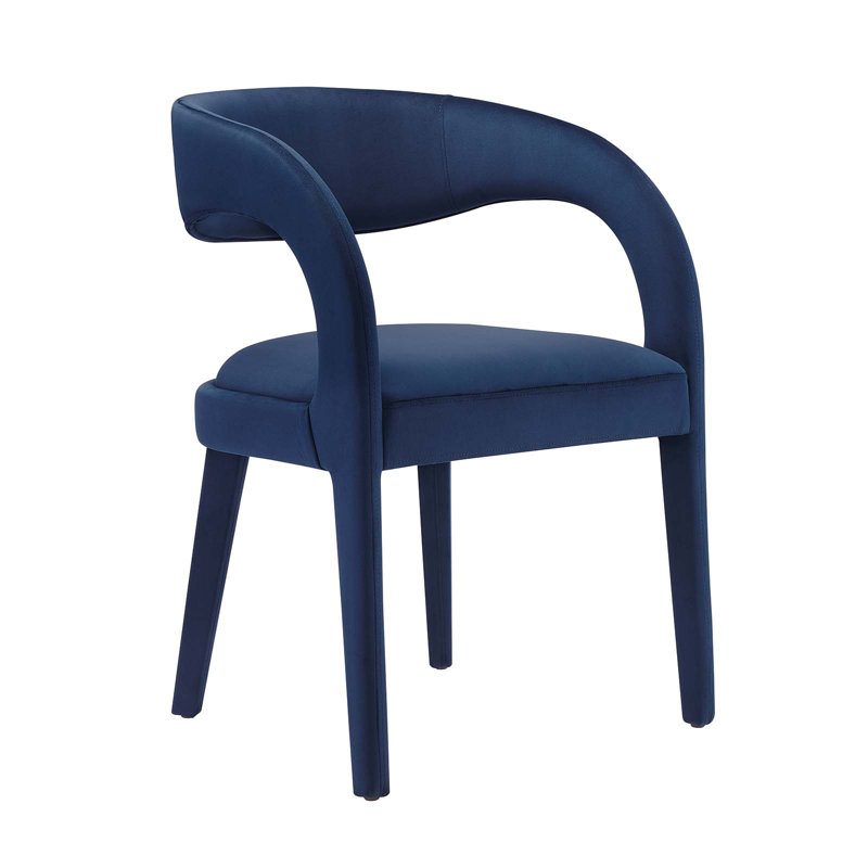 Modway Pinnacle Boucle Upholstered Dining Chair, Velvet Midnight Blue