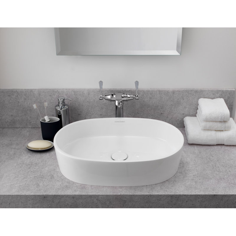 Ios Oval Vessel Bathroom Sink, Englishcast White