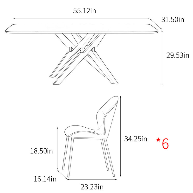 Italian light luxury modern simple rock table sets, 29.53"H x 55.12"L x 31.5"W