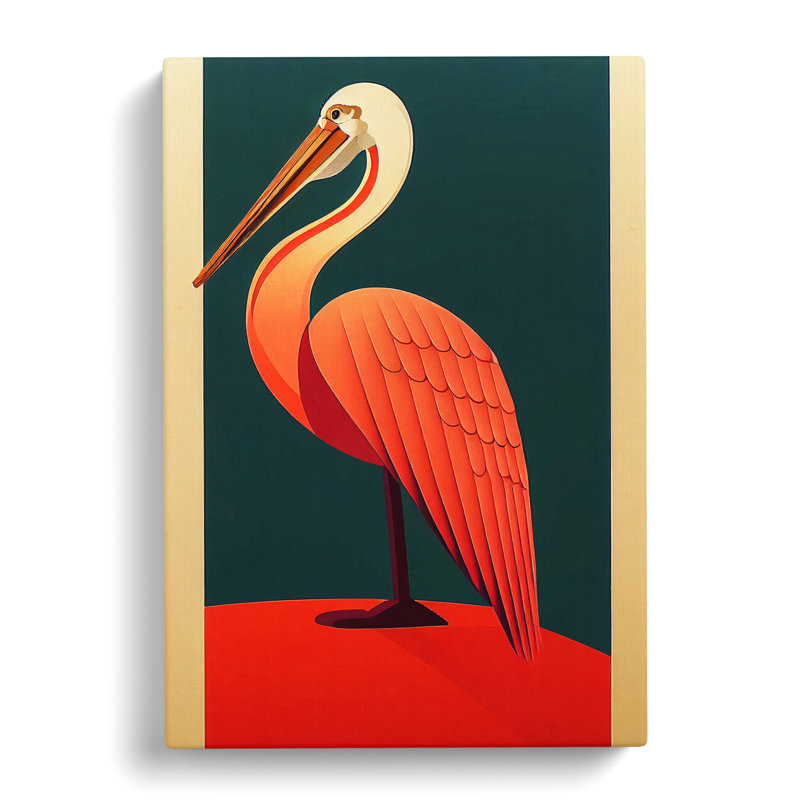 Pelican Art Deco - Wrapped Canvas, 76cm H x 50cm W