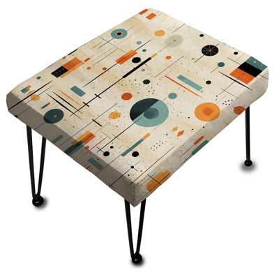 Motif géométrique Mid-Century sarcelle et orange - Repose-pieds rectangulaire géométrique