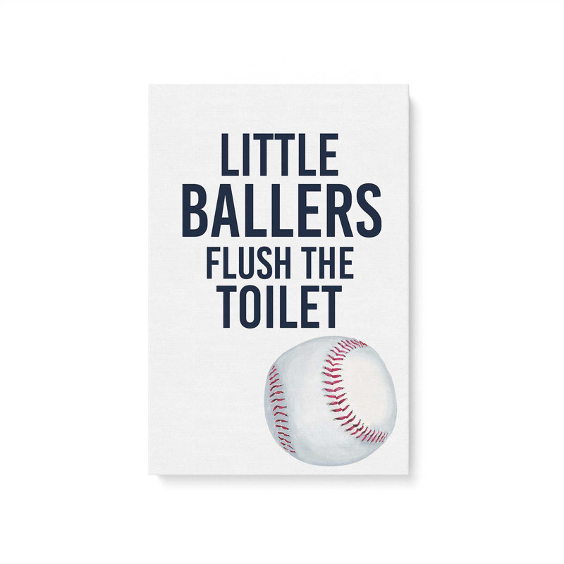 Little Ballers Flush The Toilette, H 18 po x l 12 po, Toile tendue, Toile tendue