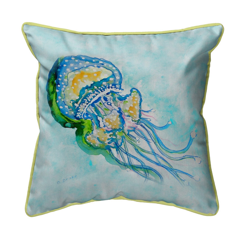 Jelly Fish Outdoor Square Pillow Cover & Insert, 22" H x 22" W
