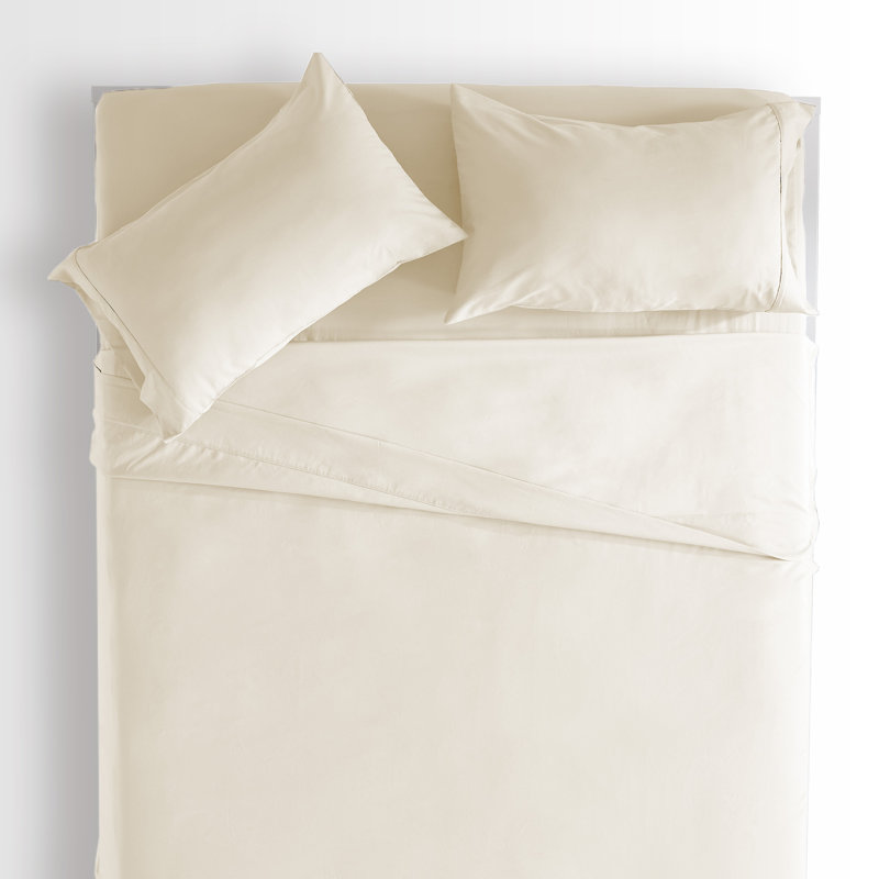 Microfiber Percale Sheet Set, Full Sheet Set + Fitted Sheet + 2 Pillowcases, Beige