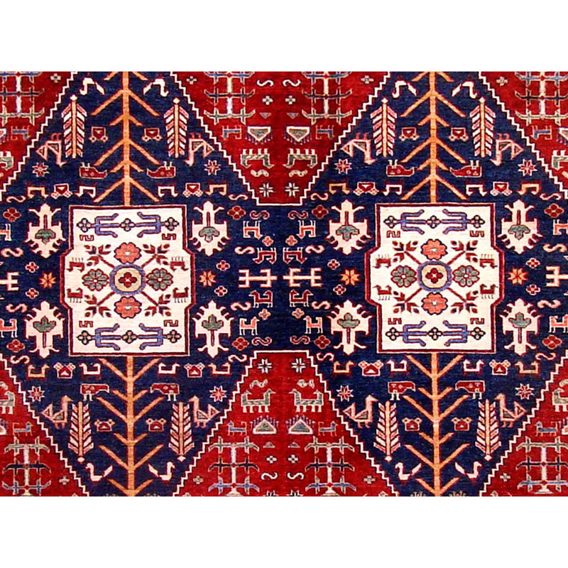 KASEKAZAKBLRE Hand Knotted Wool Area Rug, Runner 2'6" x 8'