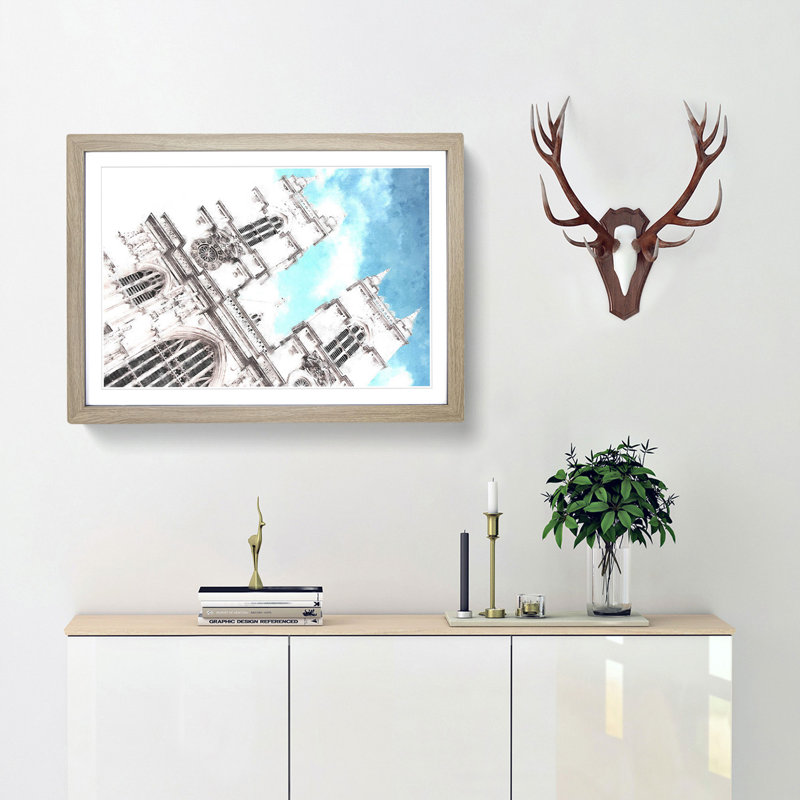 Westminster Abbey in London - Picture Frame Painting Print, 62cm H x 87cm W x 2cm D, Oak Framed