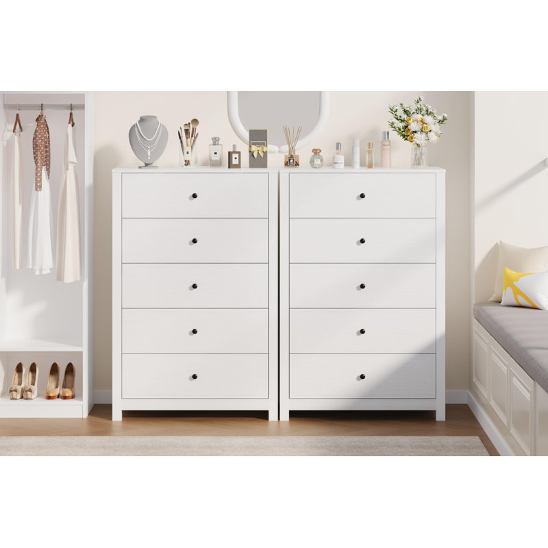 Commode 5 tiroirs Modern, Blanc