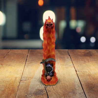10"H Cat with Red Flame Incense Burner