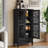 Rustic Tall Storage Cabinet With Drawer And Carved Wood Doors, Solid Wood Legs For Multi-Room Organization And Timeless Style.-1439895138