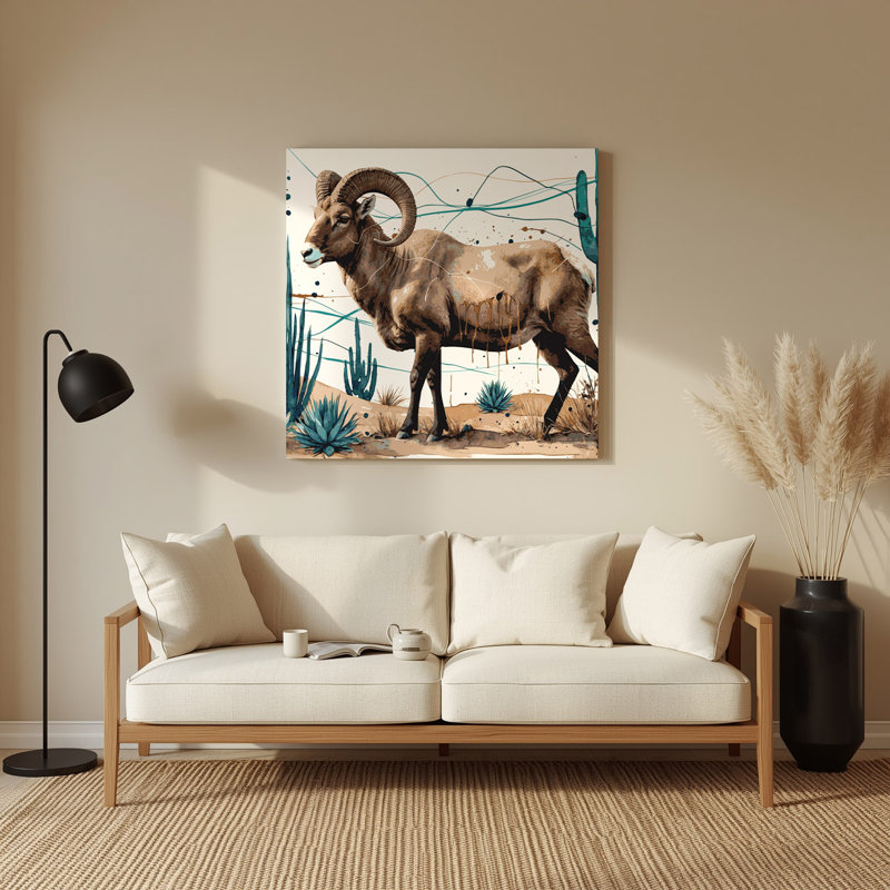 «Southwestern Cowboy Desert Animal» 65, art mural en métal beige, H 384 po x l 384 po x P 0,05 po