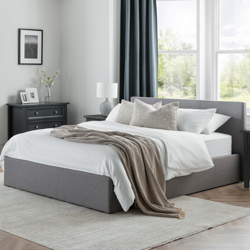 Lilianna Upholstered Bed, Light Grey, No Mattress, Double (4'6)