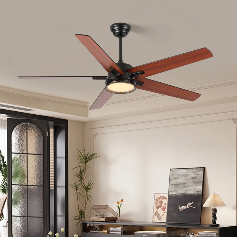 Ventilateurs de plafond 52 po avec lumières, ventilateur de plafond moderne noir avec télécommande, ventilateur de plafond d'intérieur de ferme, lumière DEL brillante.