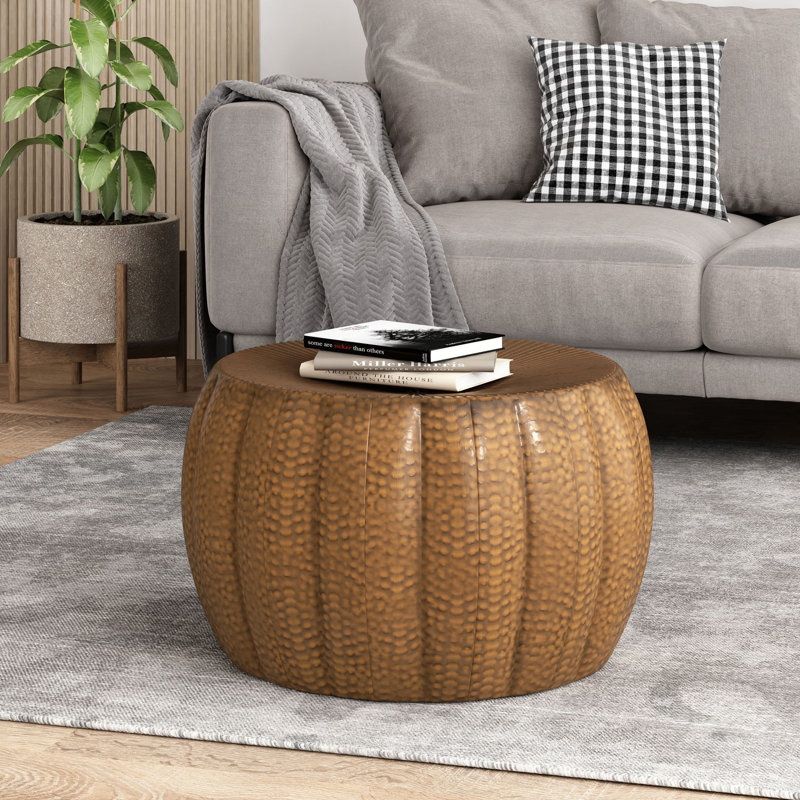 Table basse Ammaz Drum, Bronze antique brossé
