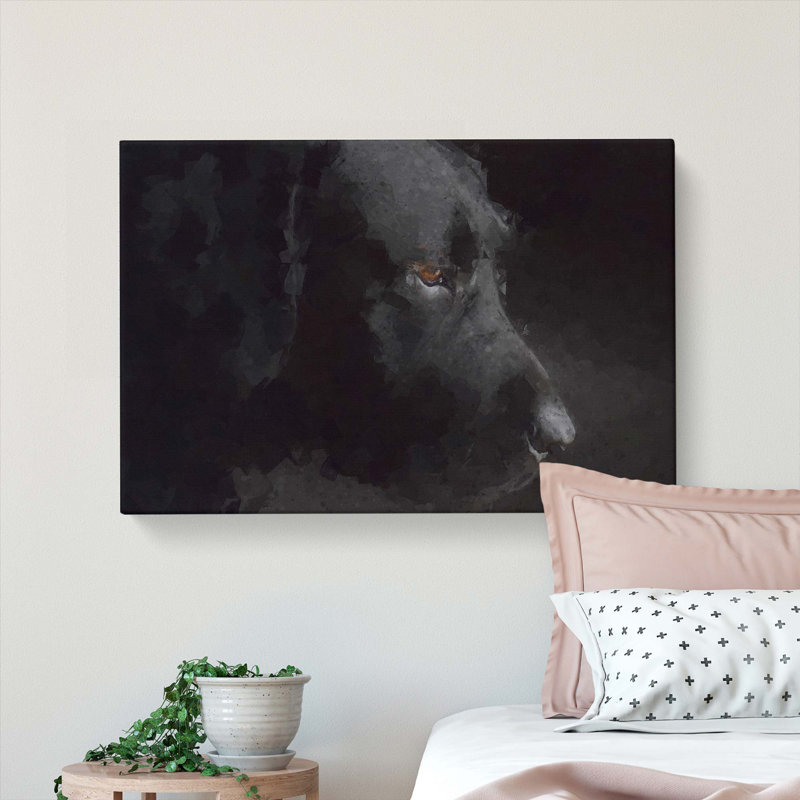 Black Labrador Retriever In Abstract - Wrapped Canvas Print, 50cm H x 76cm W x 3cm D