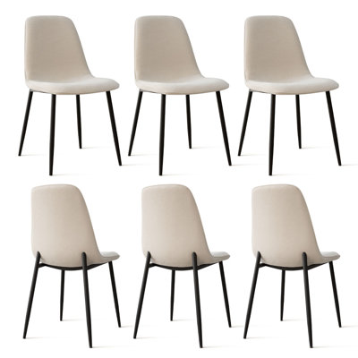 Set of 6 Chenille Upholstered 18" Seat Height Dining Side Chair