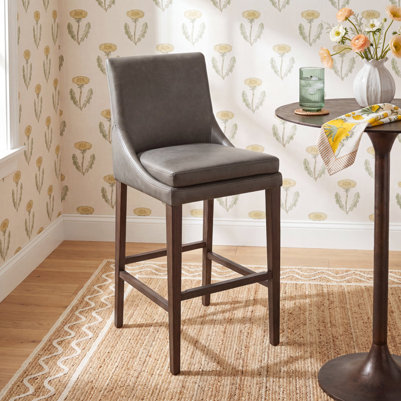 Niara Leather Counter & Bar Stool, Copley Camel Faux Leather, Bar Stool (30” Seat Height)