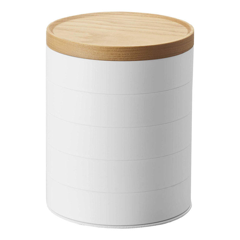 Yamazaki Home Stacked Accessory Trays With Wooden Lid, Plastic, Lid