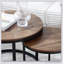 Ensemble de 2 tables basses gigognes rondes avec structure en métal robuste pour salon et chambre à coucher industriels modernes