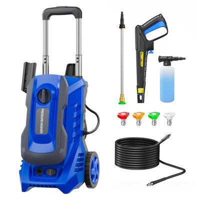 Laveuse à pression électrique 4200PSI MAX 2,5 GPM, nettoyage de surface à haute pression, performance de nettoyage polyvalente, avec 4 buses à connexion rapide, réservoir de savon 500 ml, lance en acier inoxydable, système d'arrêt total automatique pour le lavage de voiture, la maison, le nettoyage de patio