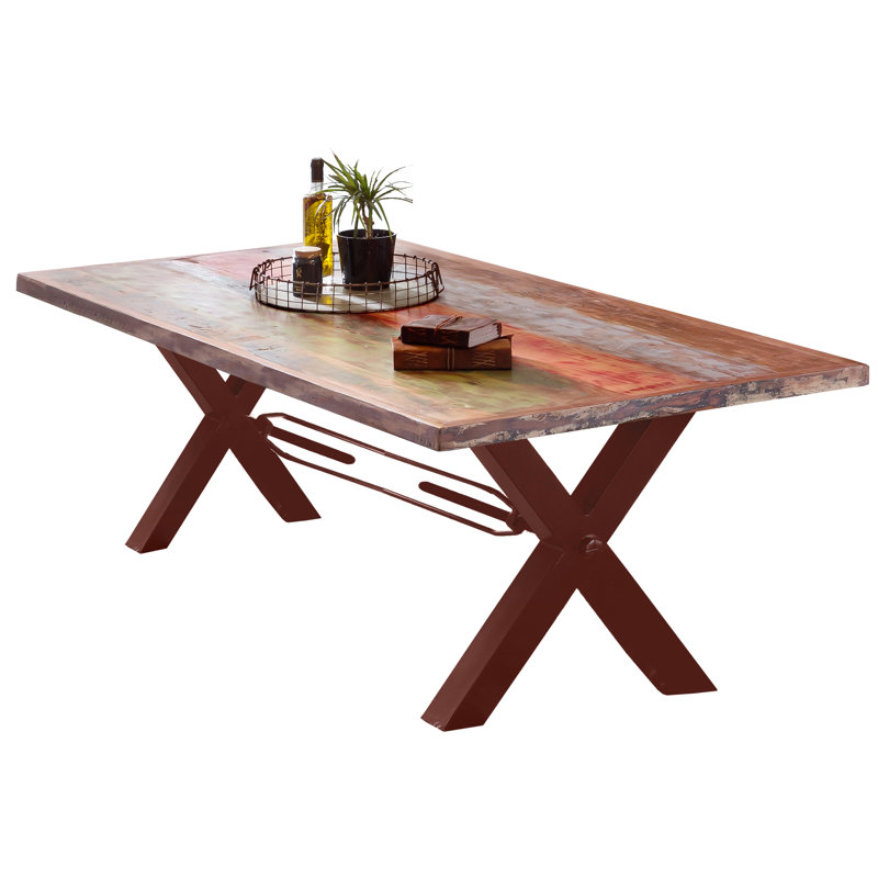 Sarafina Rectangular Wood Top Dining Table, Brown, 76.5cm H x 240cm L x 100cm W