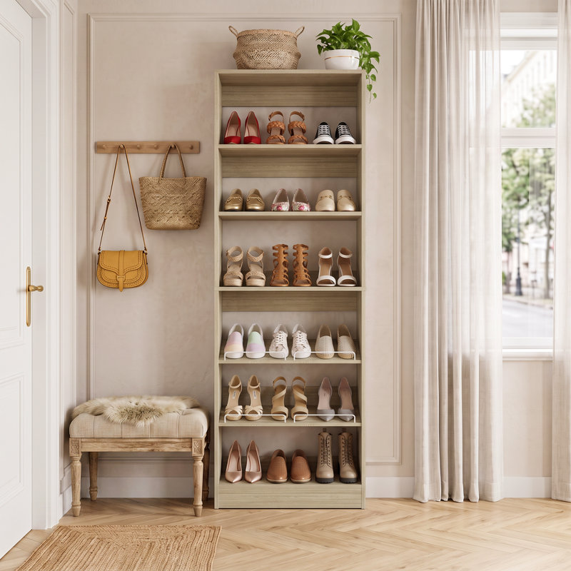 Range-chaussures avec tablettes réglables, Chêne blanchi