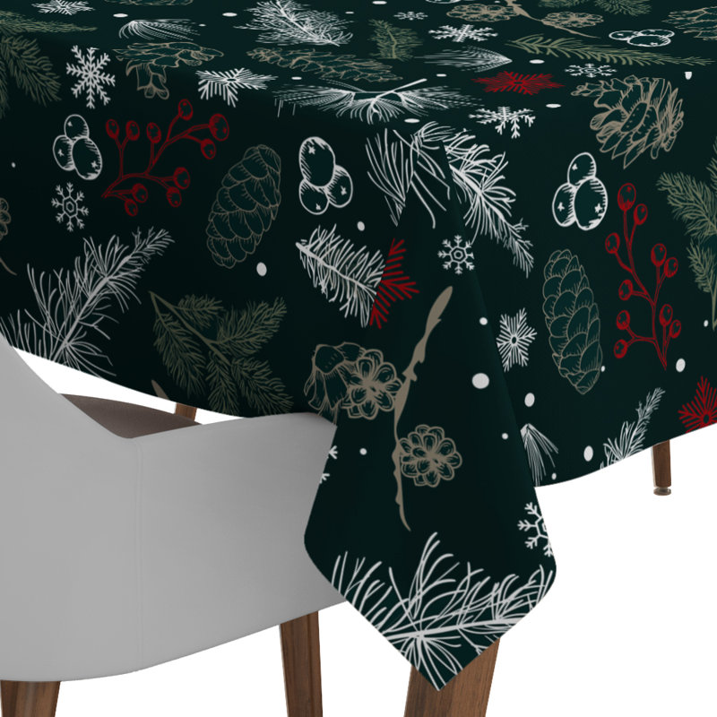 Nappe de Noël floral braloh, L 52 po x l 52 po
