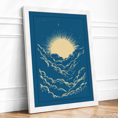 Moon Above Clouds Japandi - Framed Print