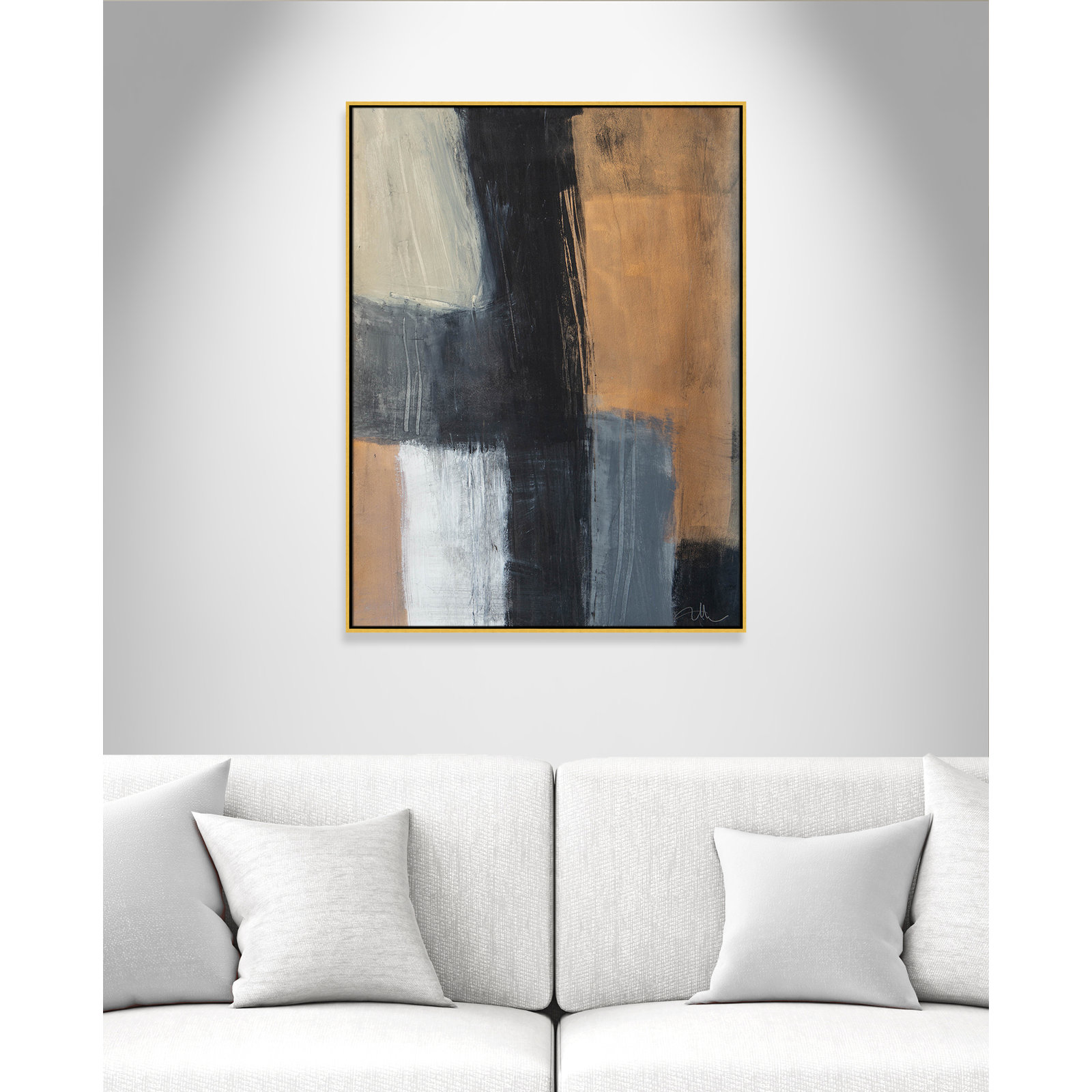 Calderon "Metallic Slate II" Print, Gold Floater Framed, No Mat, 49.5" H x 37.5" W x 2" D