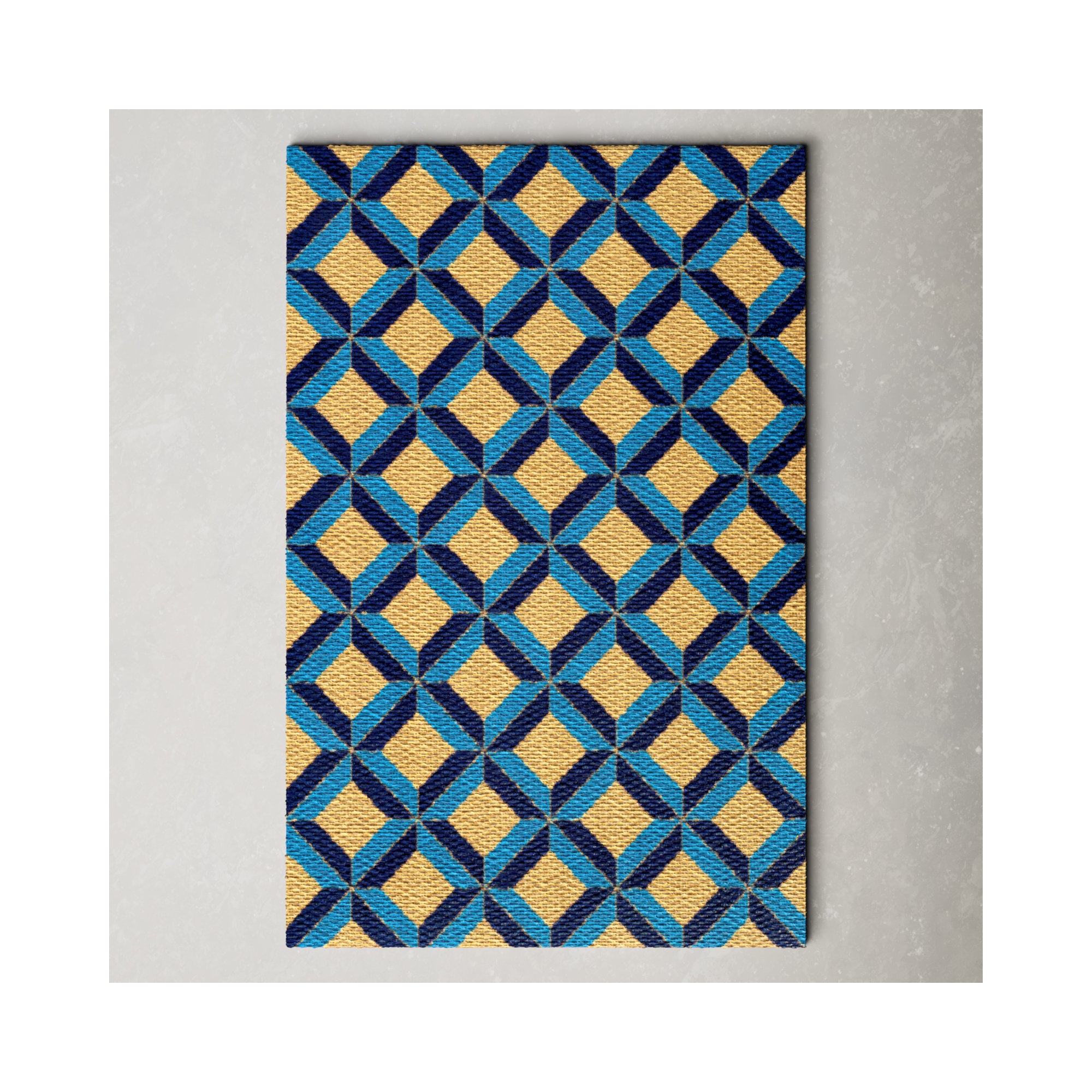 Neighburly Non-Slip Geometric Doormat, Blue